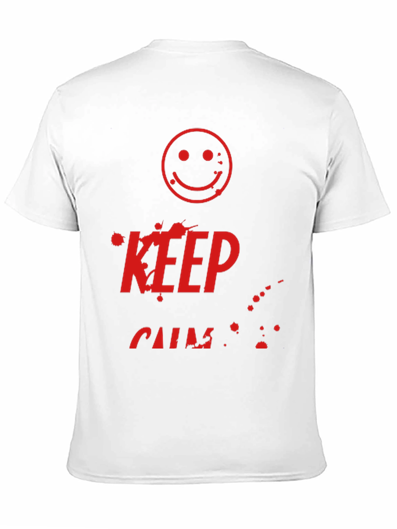 Camiseta Negra Keep Calm con Estampado Gráfico Rojo
