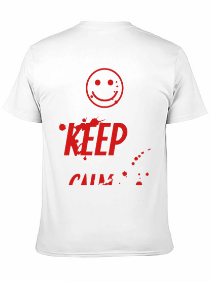 Camiseta Negra Keep Calm con Estampado Gráfico Rojo