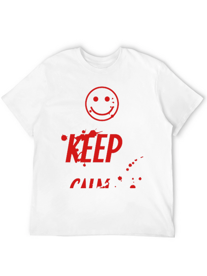 Camiseta Negra Keep Calm con Estampado Gráfico Rojo