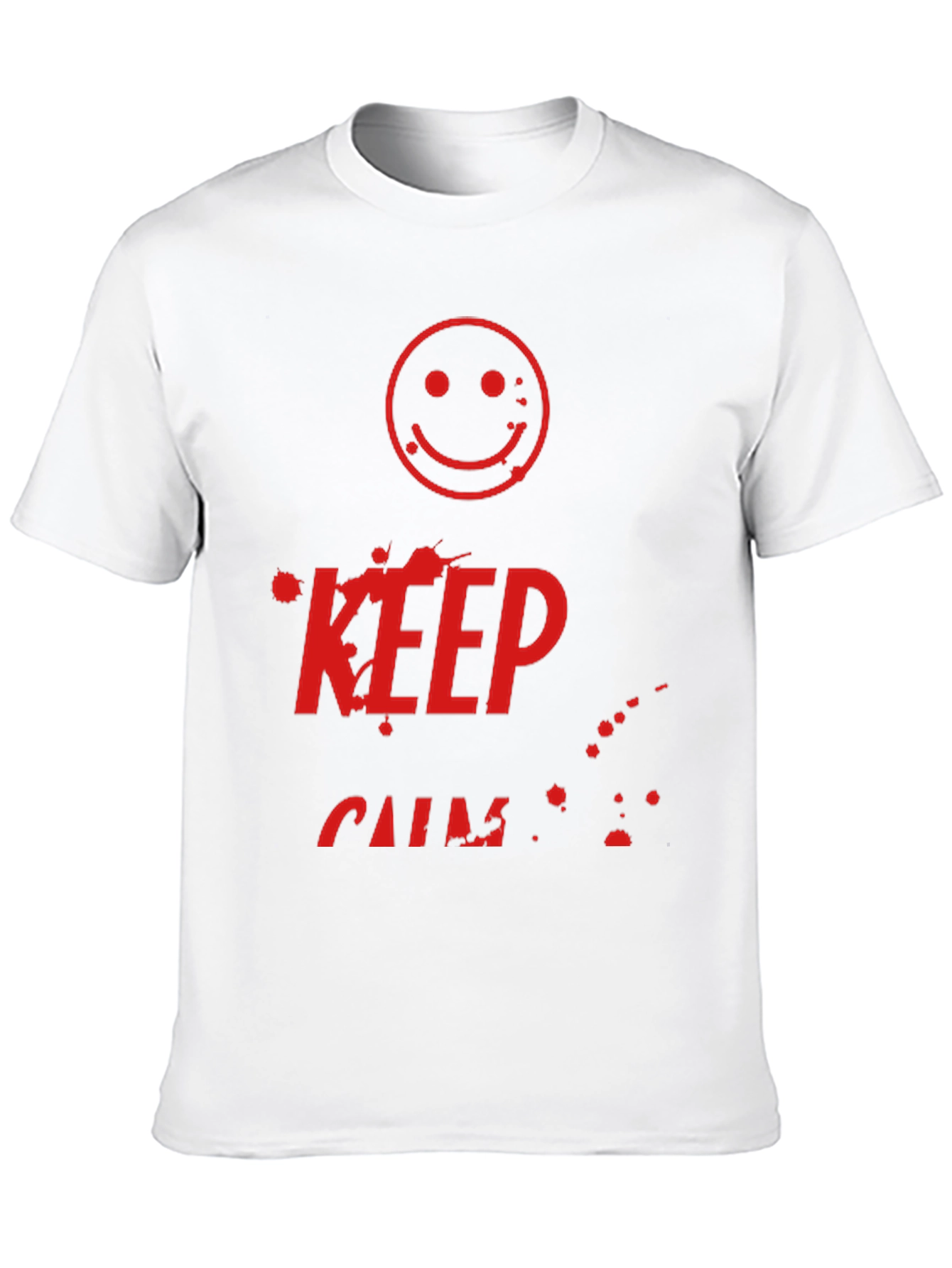 Camiseta Negra Keep Calm con Estampado Gráfico Rojo