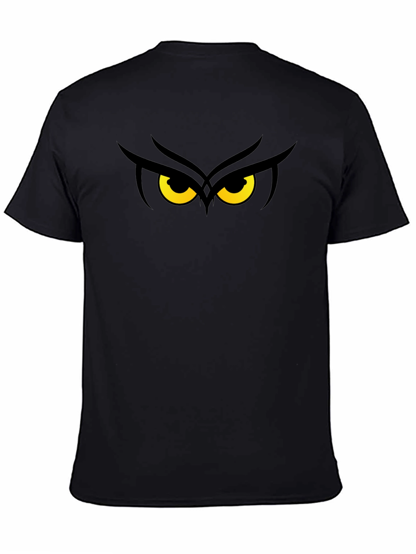 Camiseta Negra con Diseño Ojos de Búho