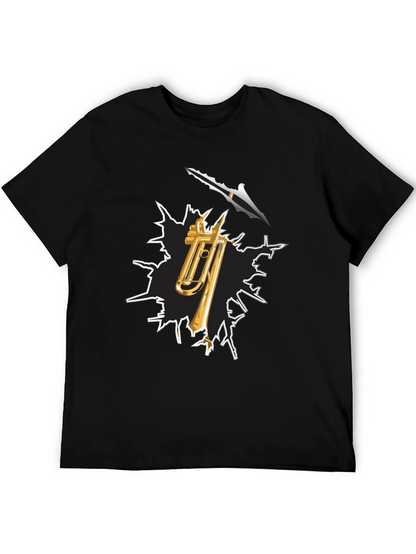 Camiseta Negra con Diseño de Trombón y Flecha