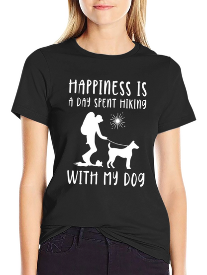 Camiseta Negra: Felicidad es Senderismo con Mi Perro