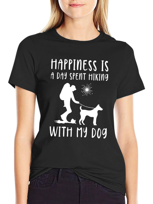 Camiseta Negra: Felicidad es Senderismo con Mi Perro