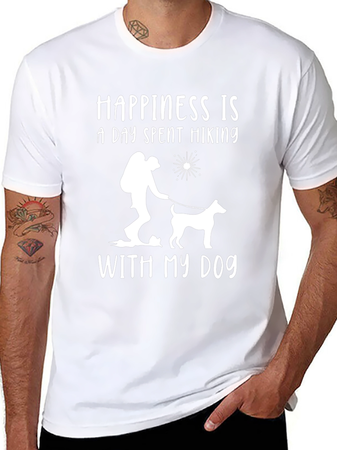 Camiseta Negra: Felicidad es Senderismo con Mi Perro