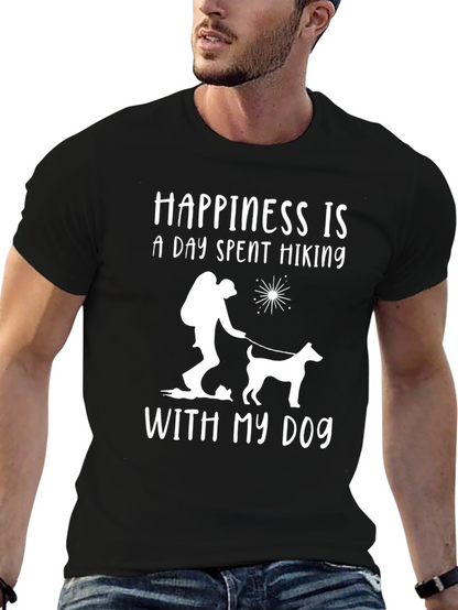 Camiseta Negra: Felicidad es Senderismo con Mi Perro