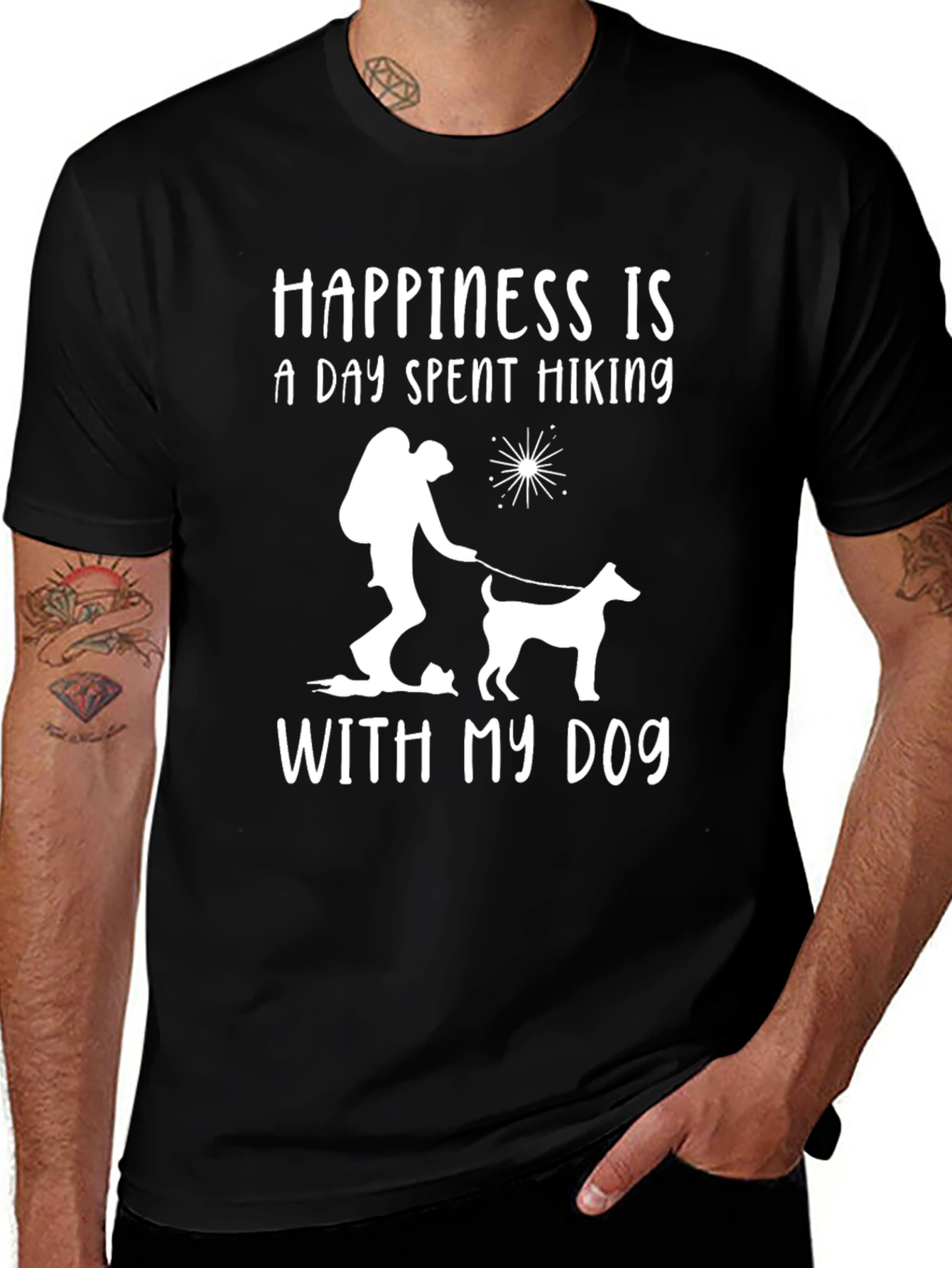 Camiseta Negra: Felicidad es Senderismo con Mi Perro