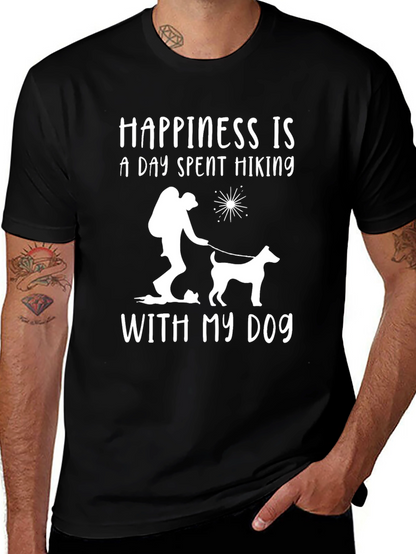 Camiseta Negra: Felicidad es Senderismo con Mi Perro