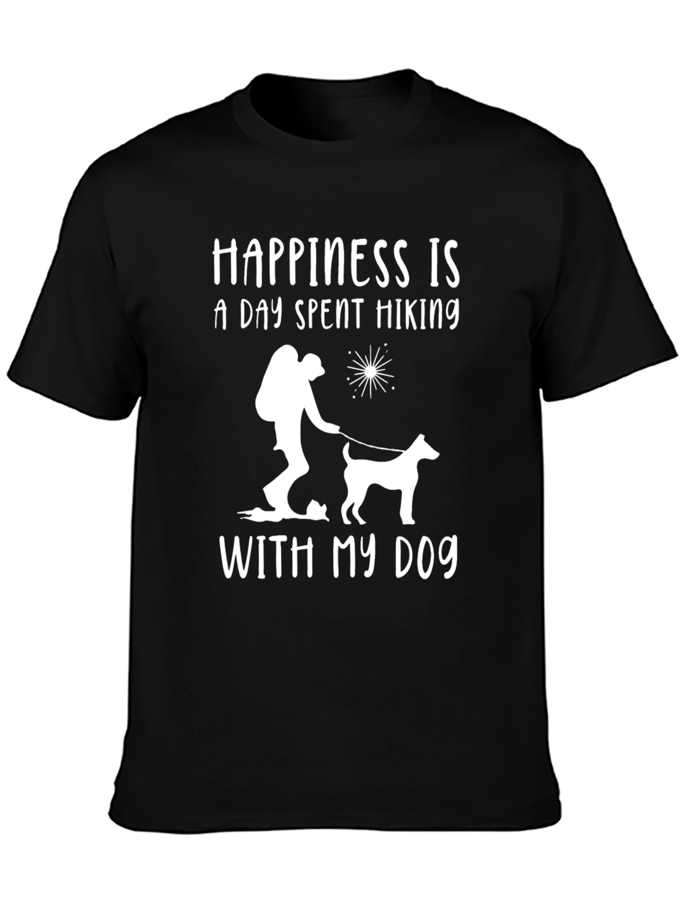 Camiseta Negra: Felicidad es Senderismo con Mi Perro