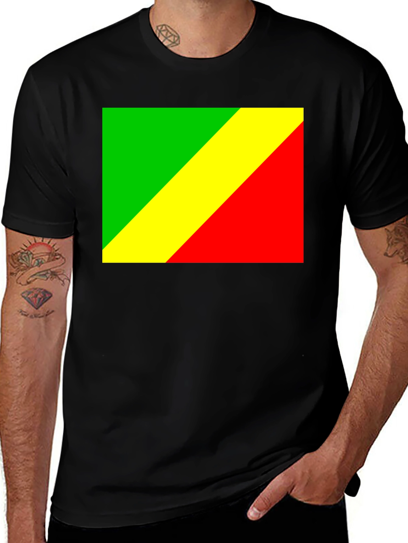 Camiseta Negra con Bandera Congo