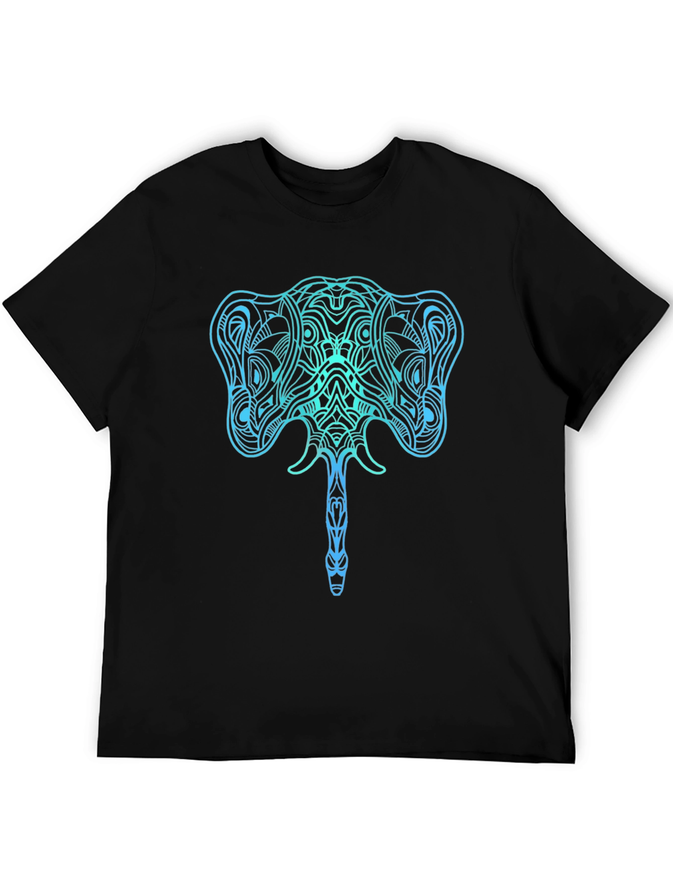 Camiseta Negra con Diseño de Elefante Azul
