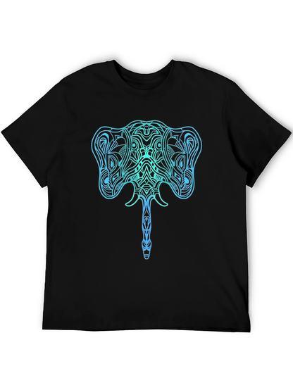 Camiseta Negra con Diseño de Elefante Azul