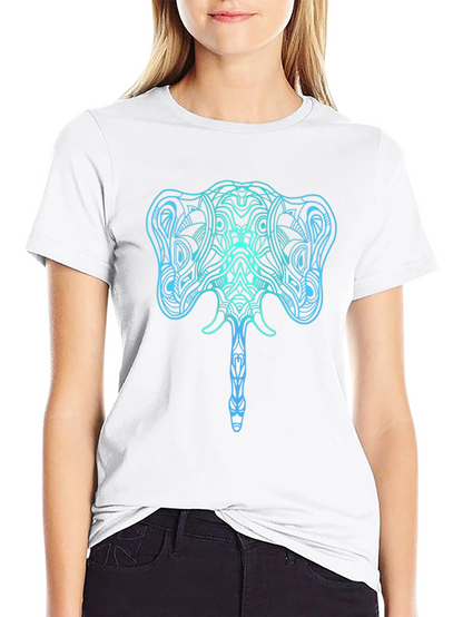 Camiseta Negra con Diseño de Elefante Azul