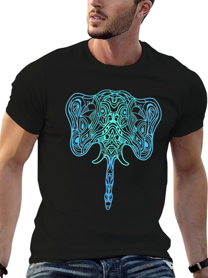 Camiseta Negra con Diseño de Elefante Azul