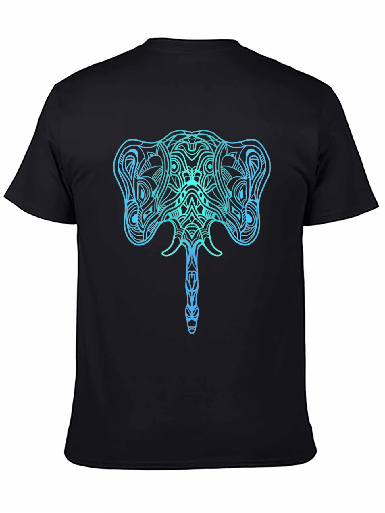 Camiseta Negra con Diseño de Elefante Azul