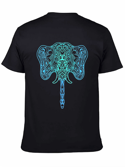 Camiseta Negra con Diseño de Elefante Azul