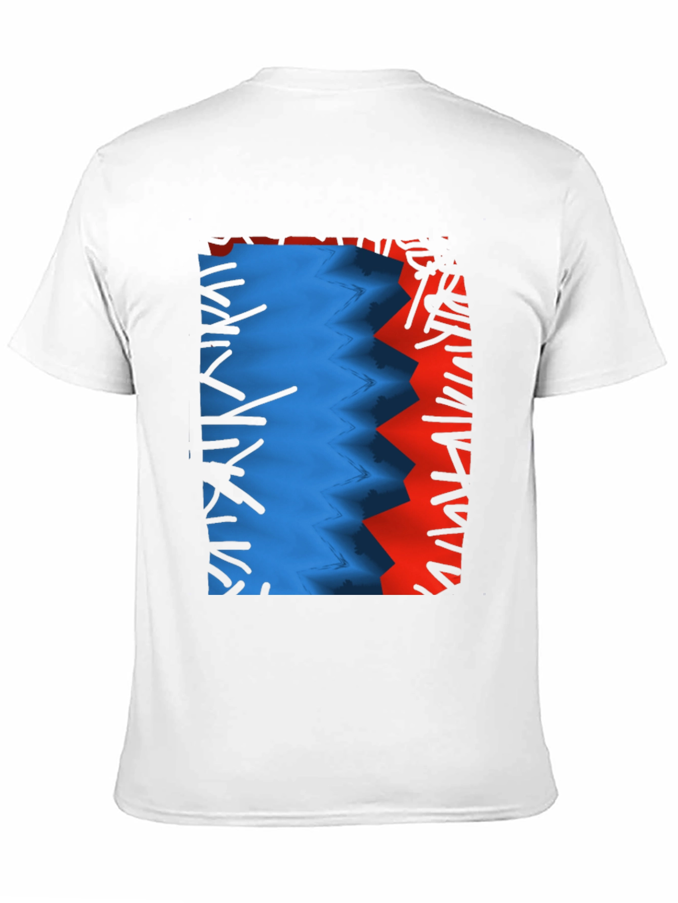 Camiseta Negra con Diseño Abstracto Azul y Rojo
