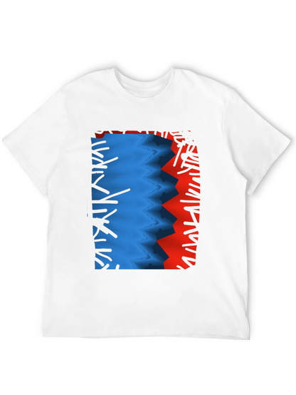 Camiseta Negra con Diseño Abstracto Azul y Rojo