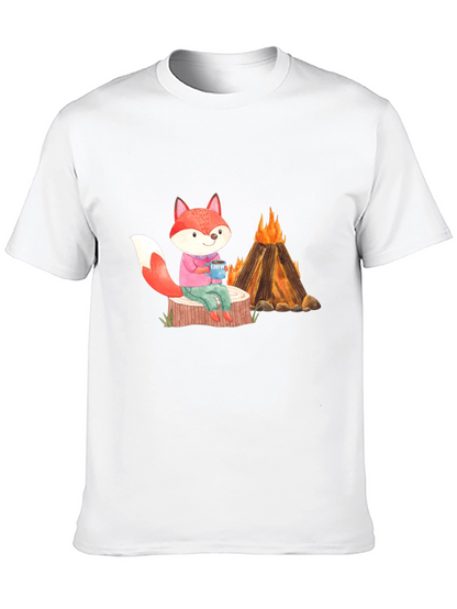 Camiseta Negra con Zorro Junto a Fogata