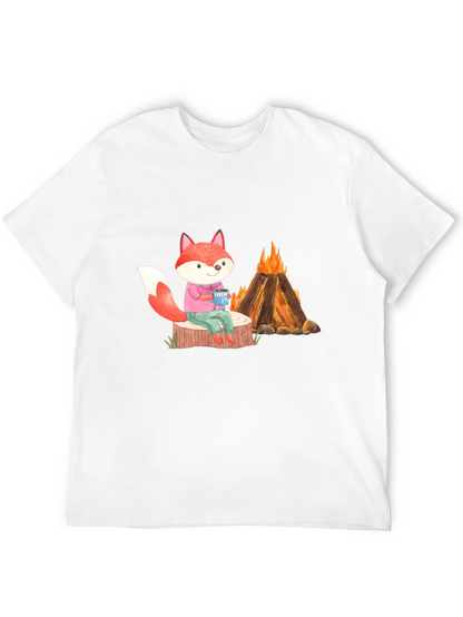 Camiseta Negra con Zorro Junto a Fogata