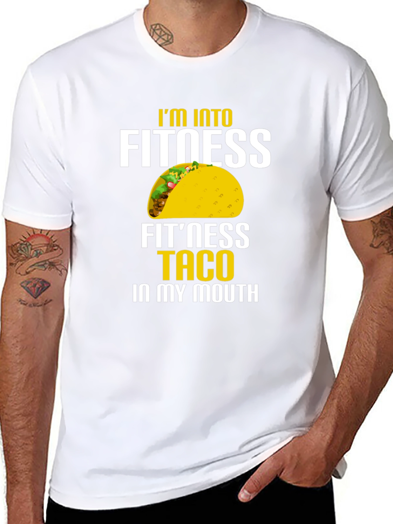 Camiseta Negra con Estampado Divertido de Taco para Hombre