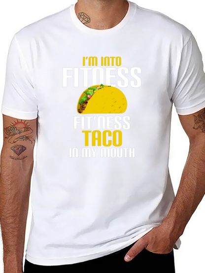 Camiseta Negra con Estampado Divertido de Taco para Hombre