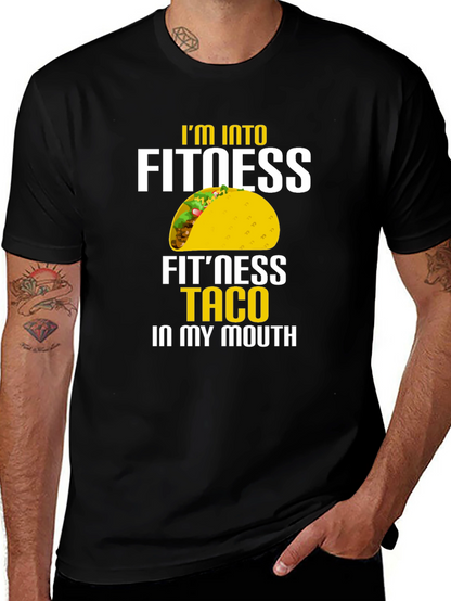 Camiseta Negra con Estampado Divertido de Taco para Hombre