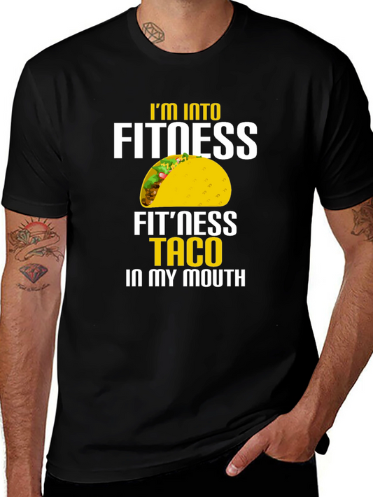 Camiseta Negra con Estampado Divertido de Taco para Hombre