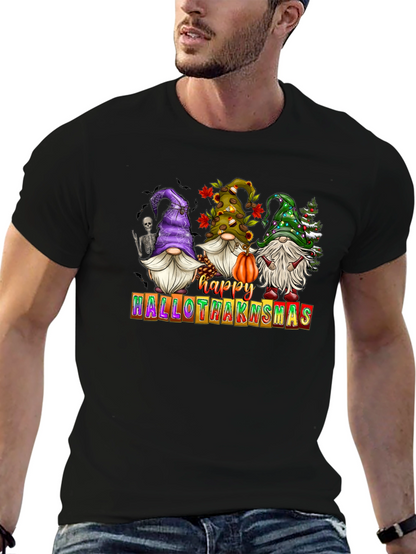 Camiseta Hombre Happy Hallothanksmas Gnomos Festivos