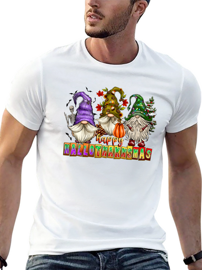 Camiseta Hombre Happy Hallothanksmas Gnomos Festivos