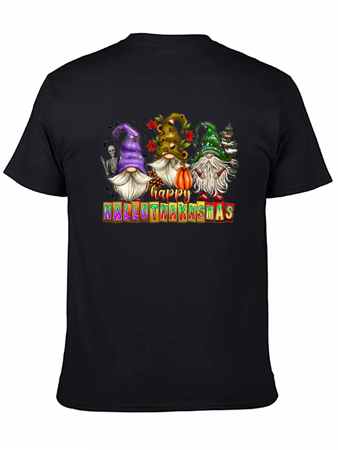 Camiseta Hombre Happy Hallothanksmas Gnomos Festivos