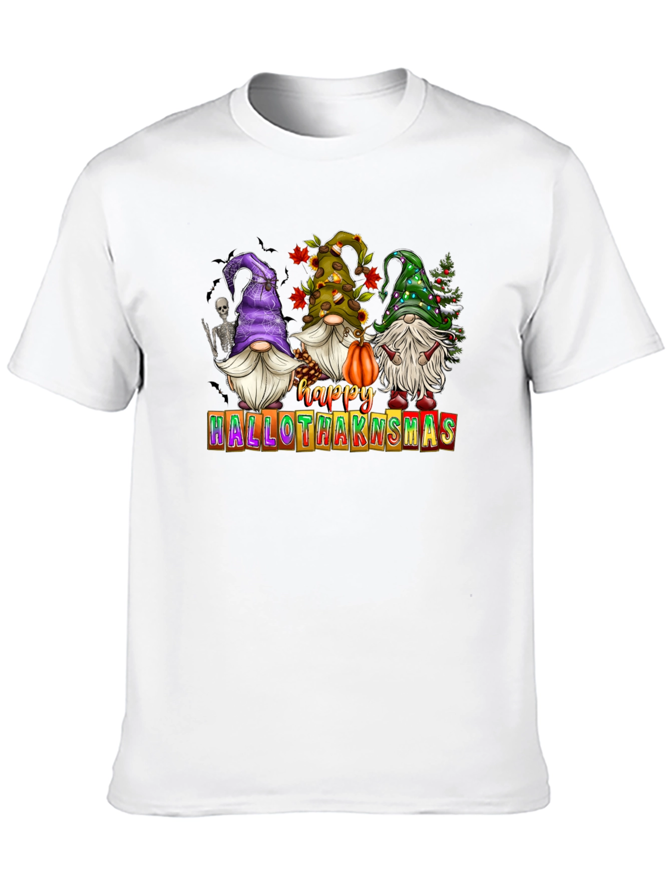 Camiseta Hombre Happy Hallothanksmas Gnomos Festivos
