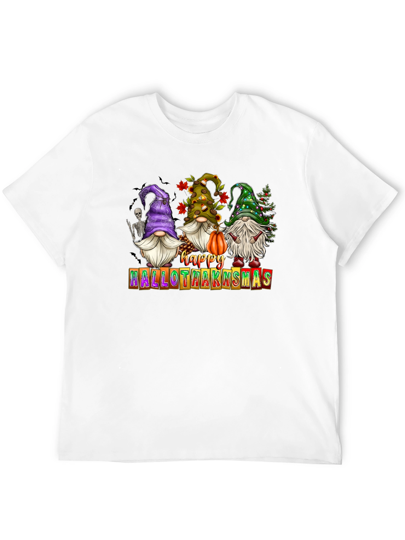 Camiseta Hombre Happy Hallothanksmas Gnomos Festivos