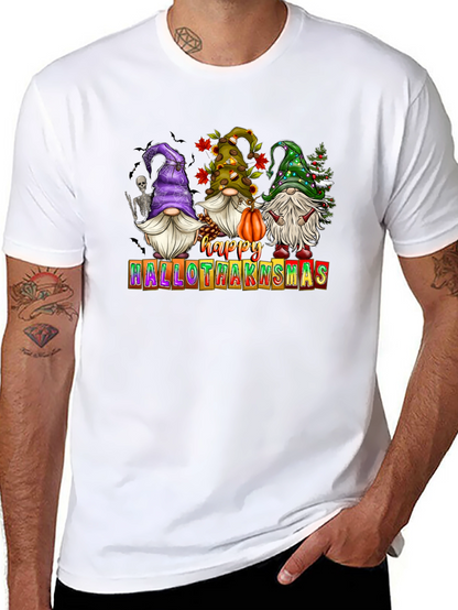 Camiseta Hombre Happy Hallothanksmas Gnomos Festivos