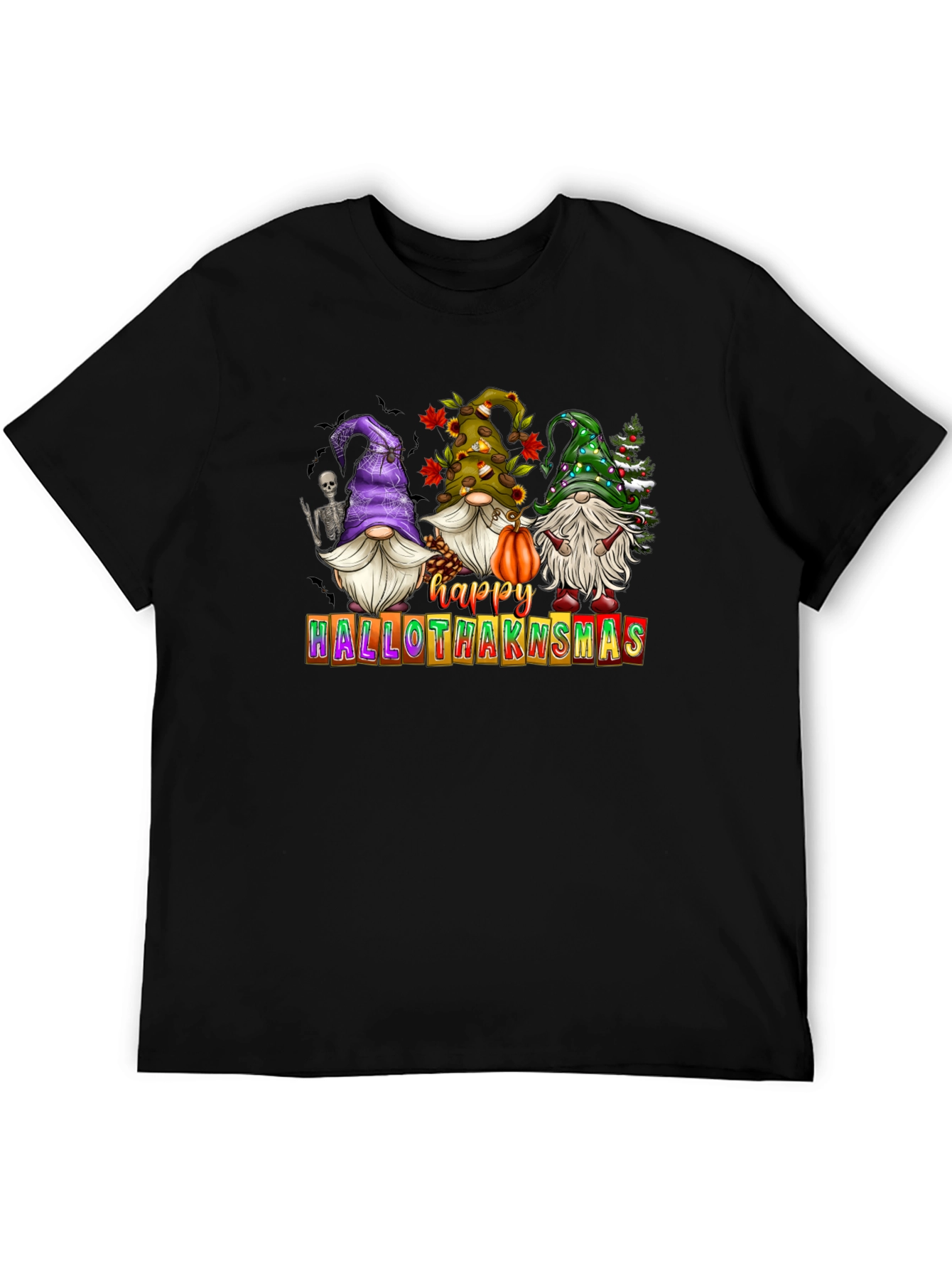 Camiseta Hombre Happy Hallothanksmas Gnomos Festivos