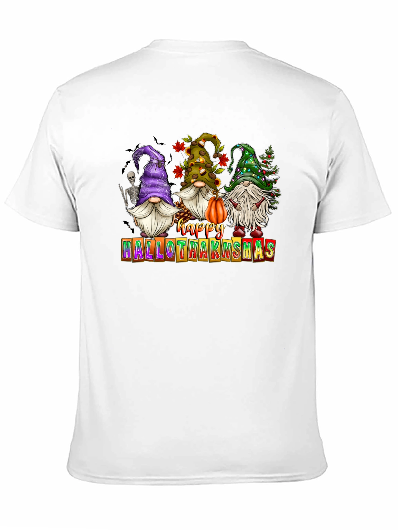 Camiseta Hombre Happy Hallothanksmas Gnomos Festivos