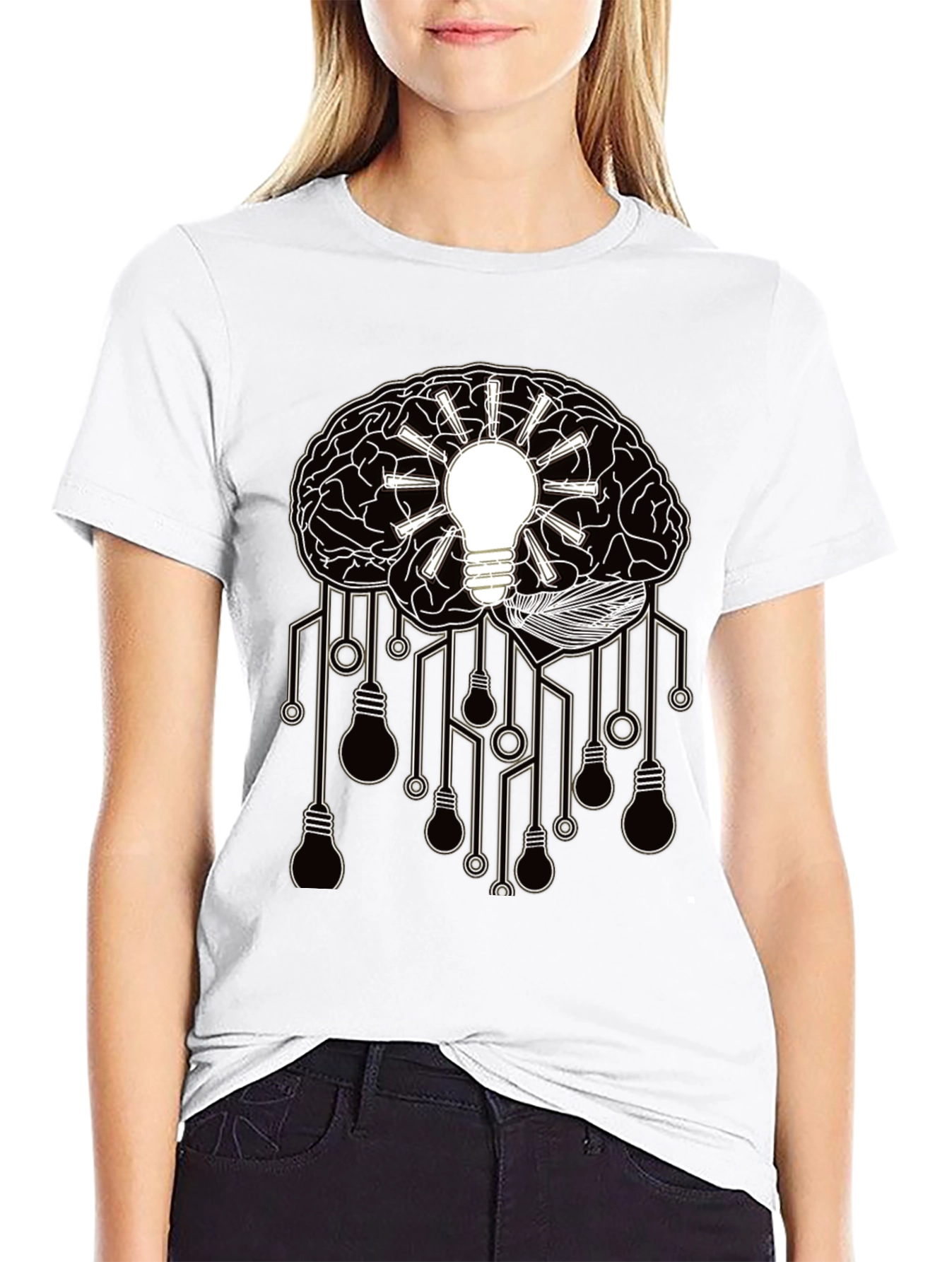 Camiseta Negra con Diseño Cerebral de Ideas