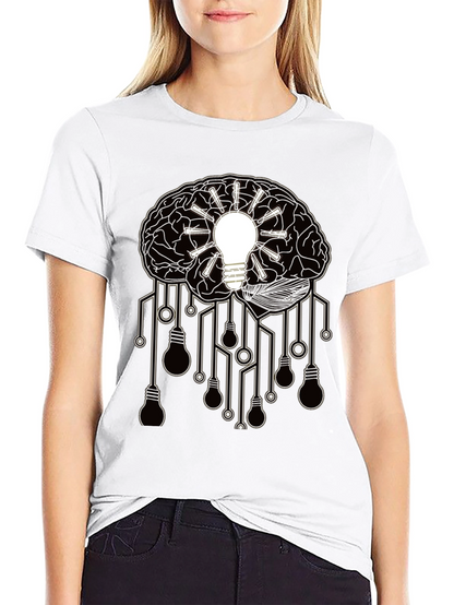 Camiseta Negra con Diseño Cerebral de Ideas
