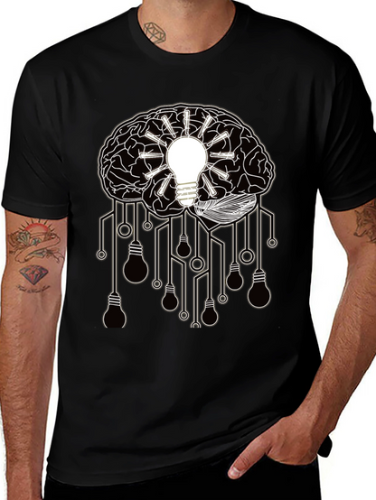Camiseta Negra con Diseño Cerebral de Ideas