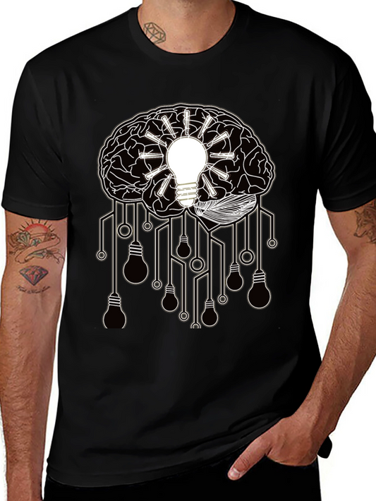 Camiseta Negra con Diseño Cerebral de Ideas