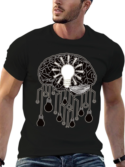 Camiseta Negra con Diseño Cerebral de Ideas