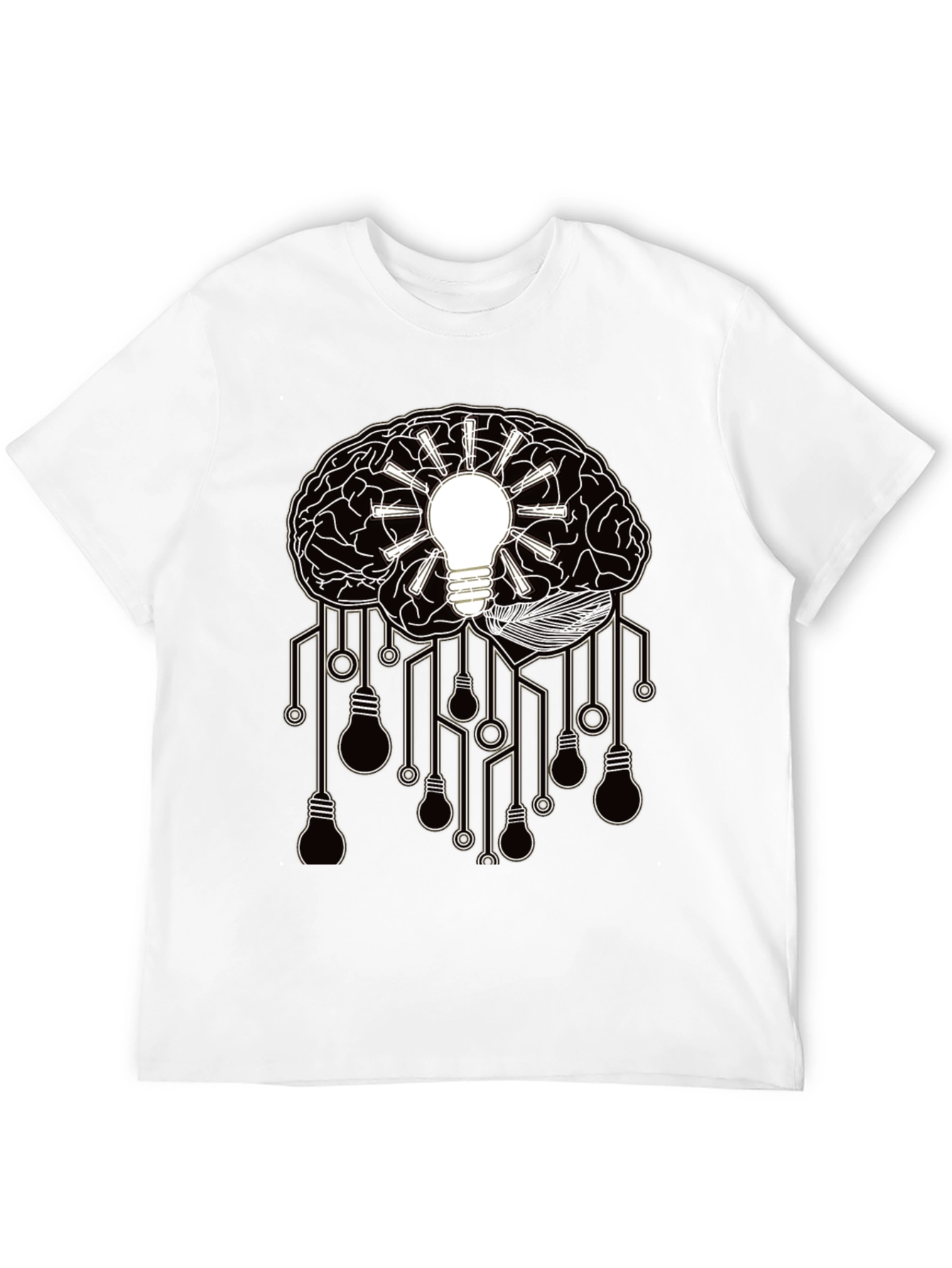Camiseta Negra con Diseño Cerebral de Ideas