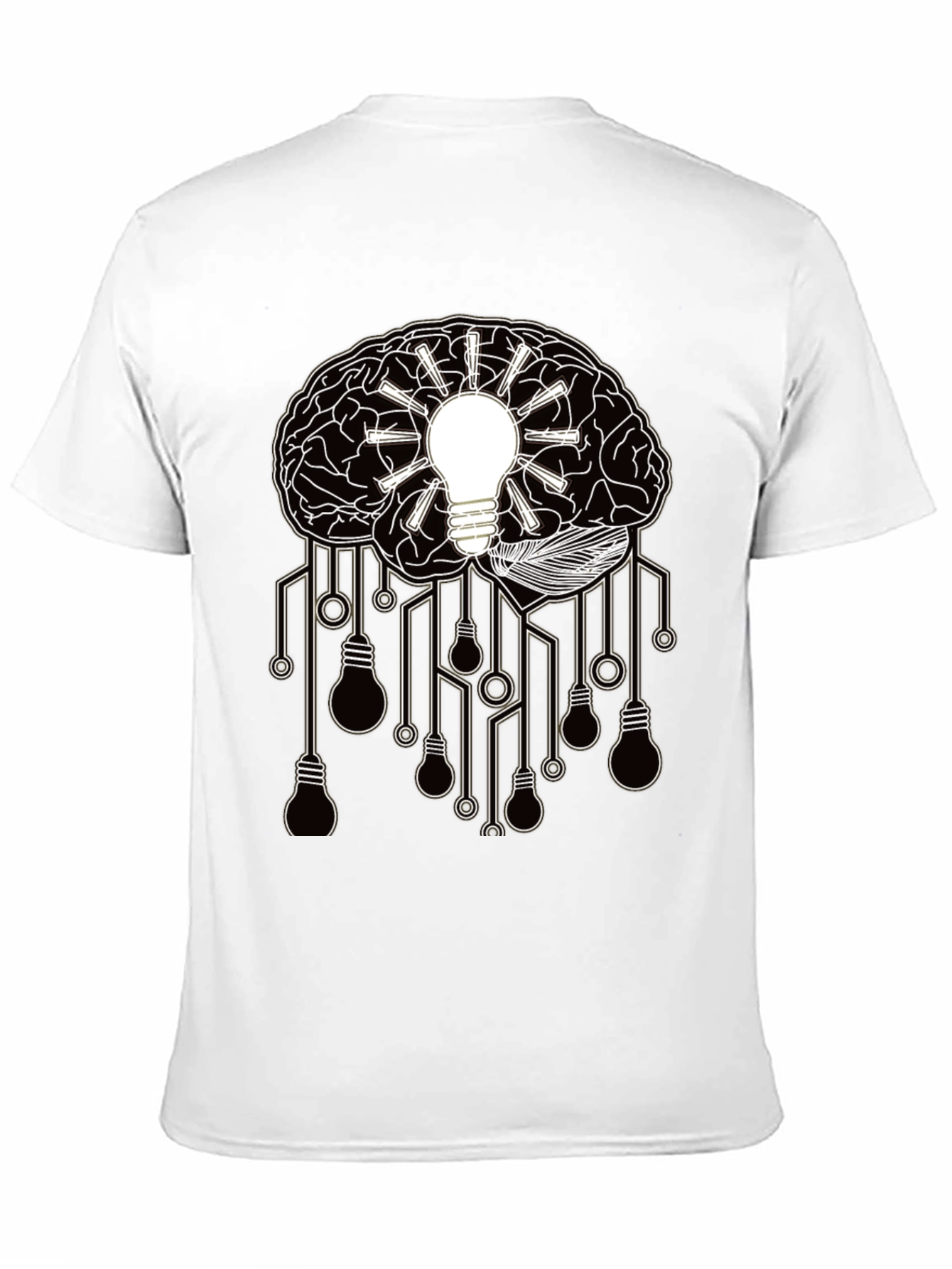 Camiseta Negra con Diseño Cerebral de Ideas