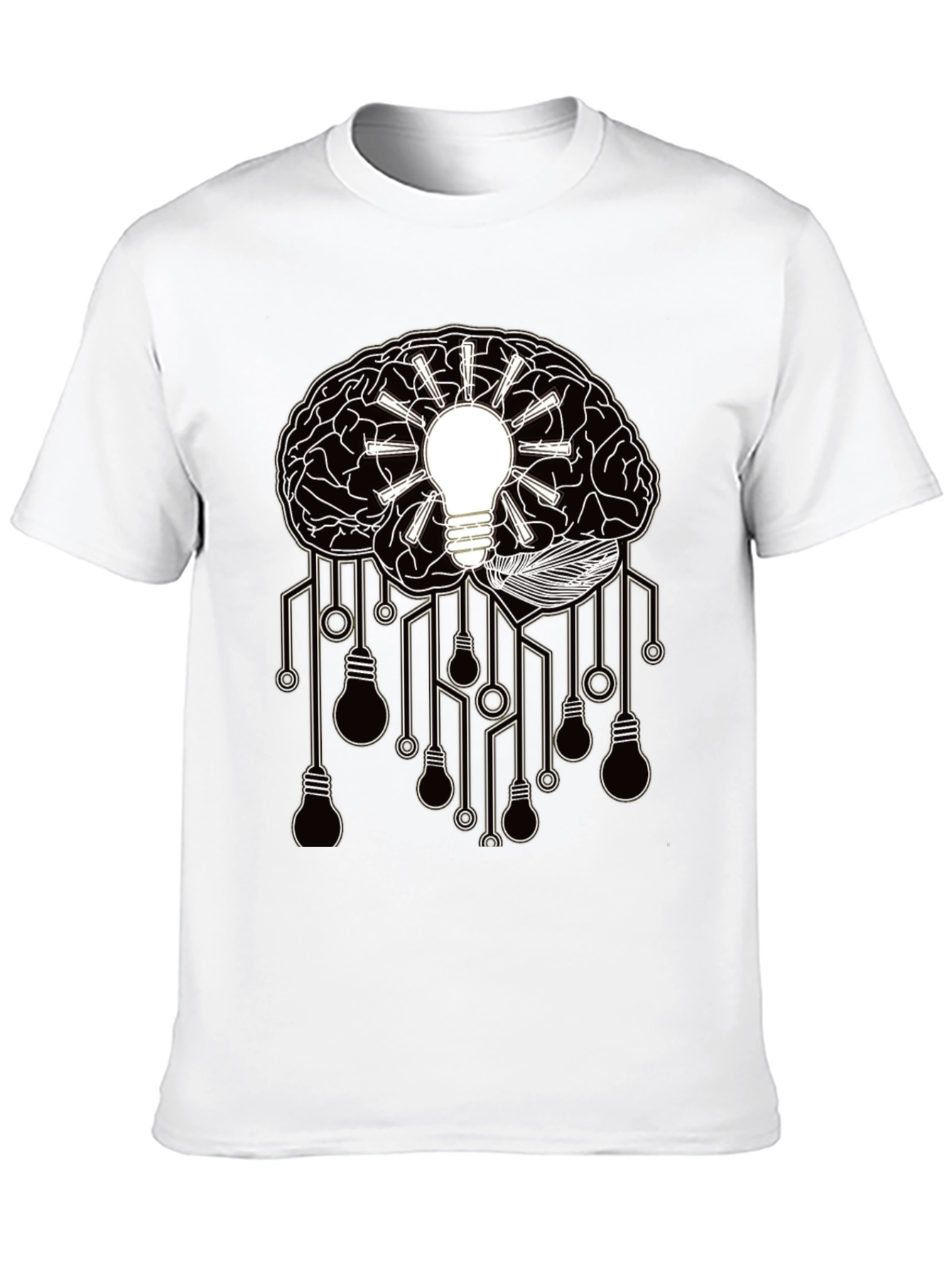 Camiseta Negra con Diseño Cerebral de Ideas