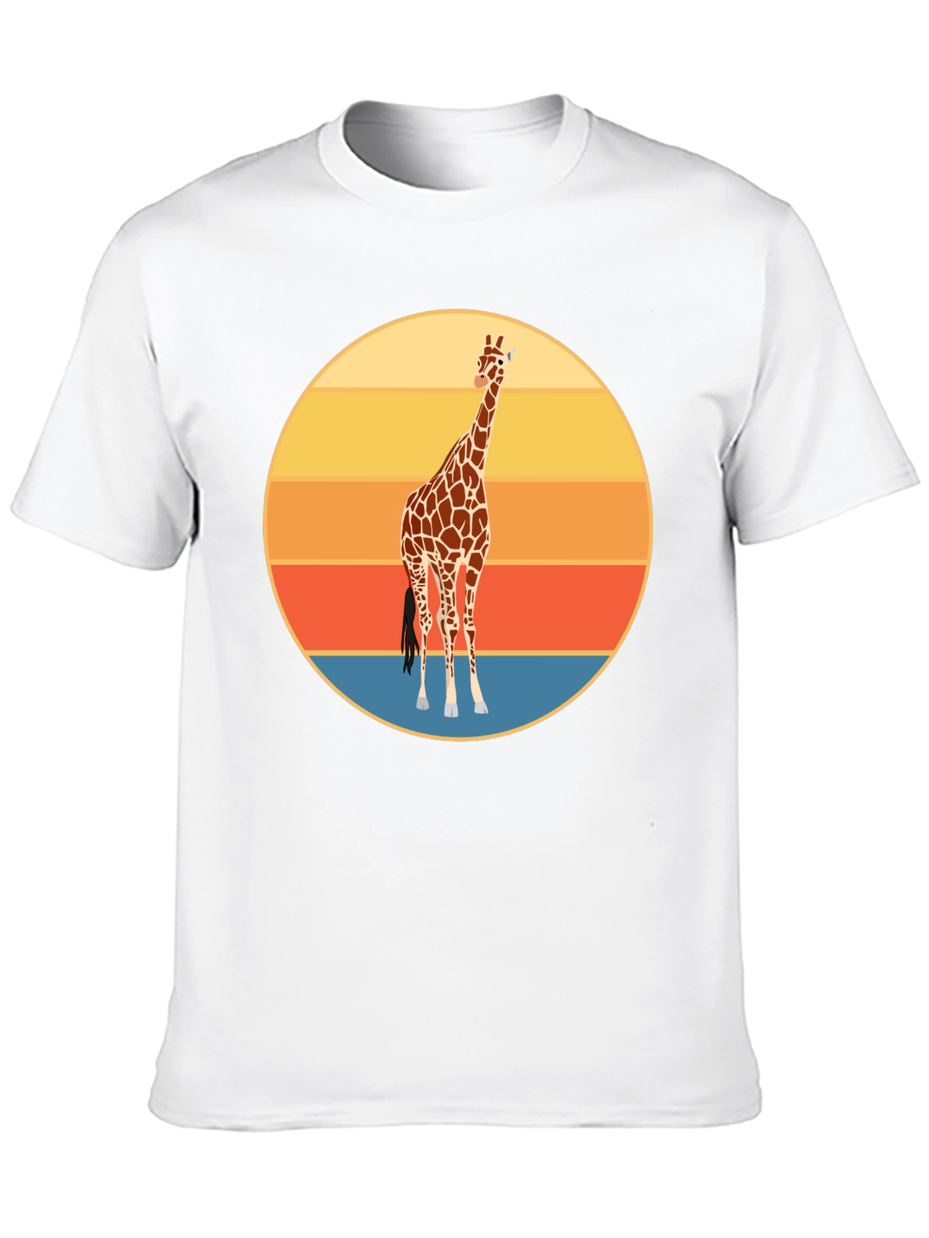 Camiseta Negra con Diseño Retro de Jirafa