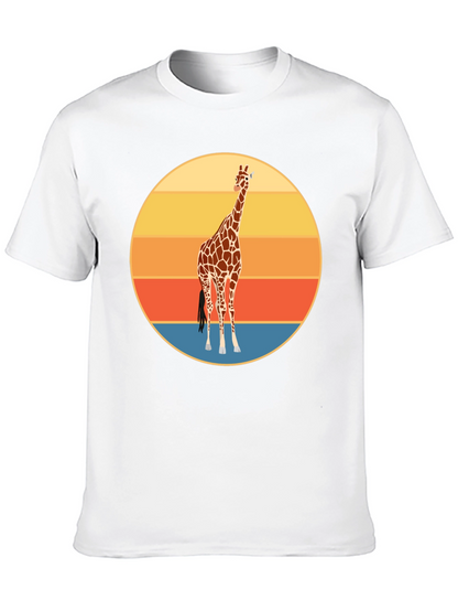Camiseta Negra con Diseño Retro de Jirafa