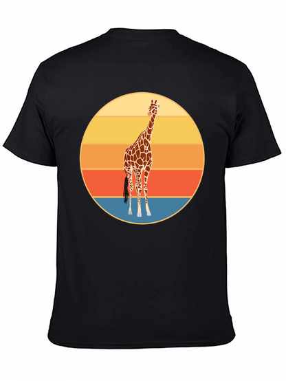 Camiseta Negra con Diseño Retro de Jirafa