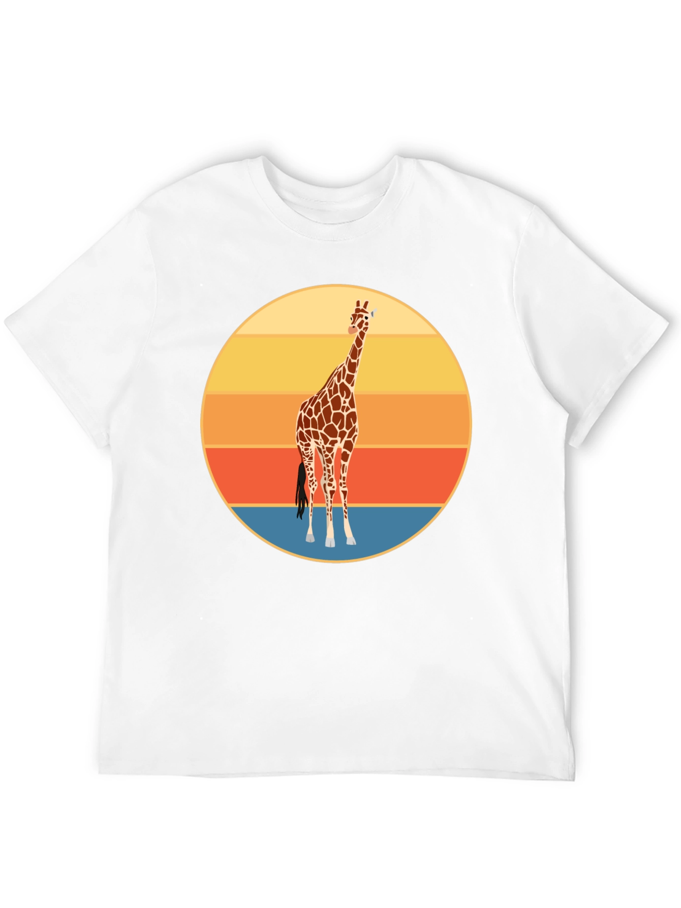 Camiseta Negra con Diseño Retro de Jirafa