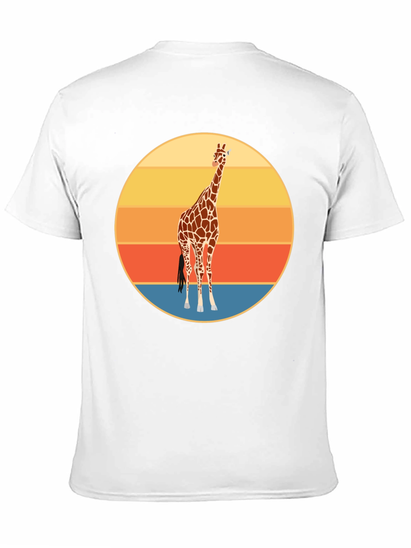 Camiseta Negra con Diseño Retro de Jirafa