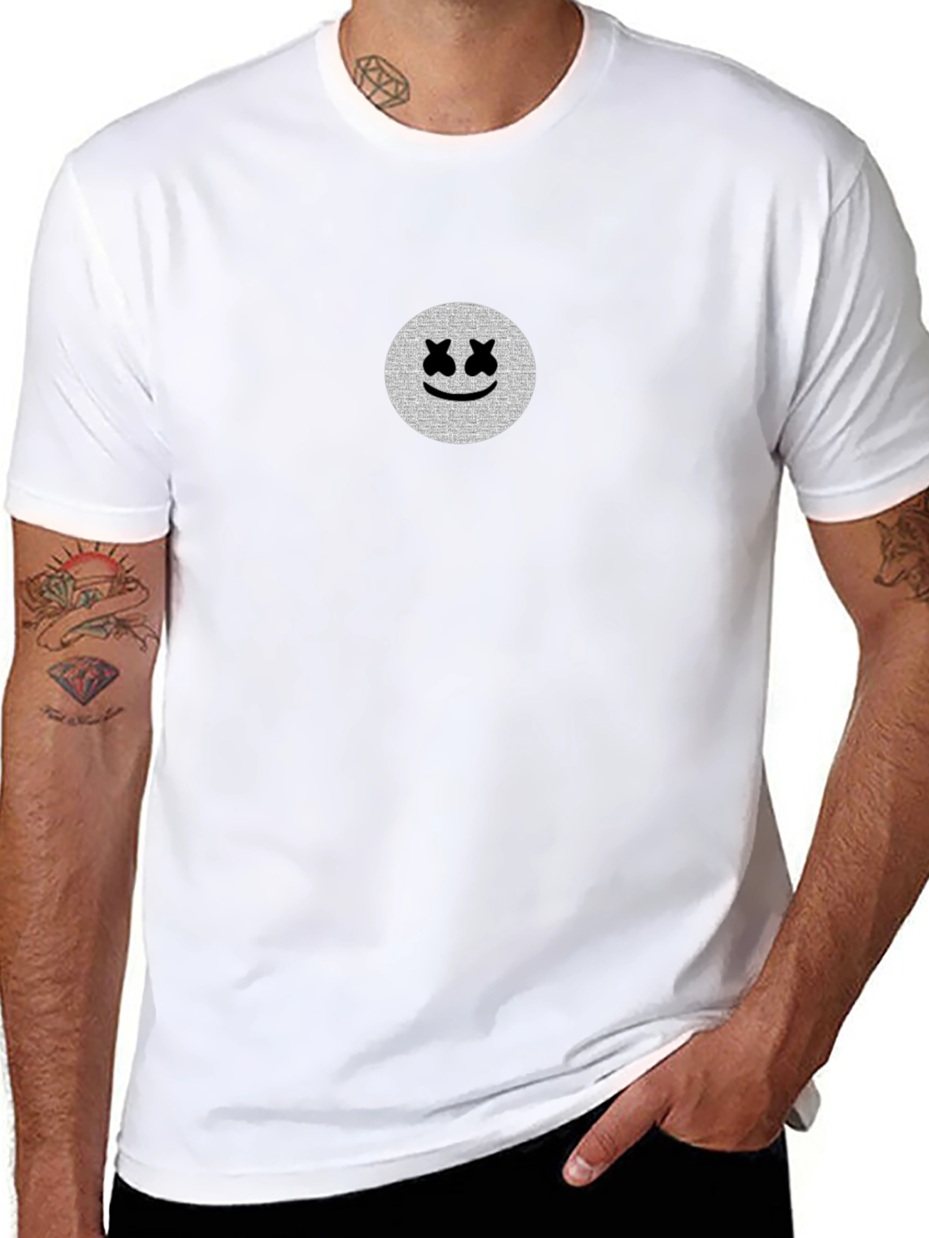 Camiseta Negra con Estampado Smiley